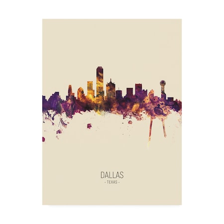 Michael Tompsett 'Dallas Texas Skyline Portrait III' Canvas Art,18x24